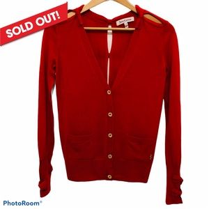 Juicy Couture Elisa Bow Cardigan Red Sweater Xs